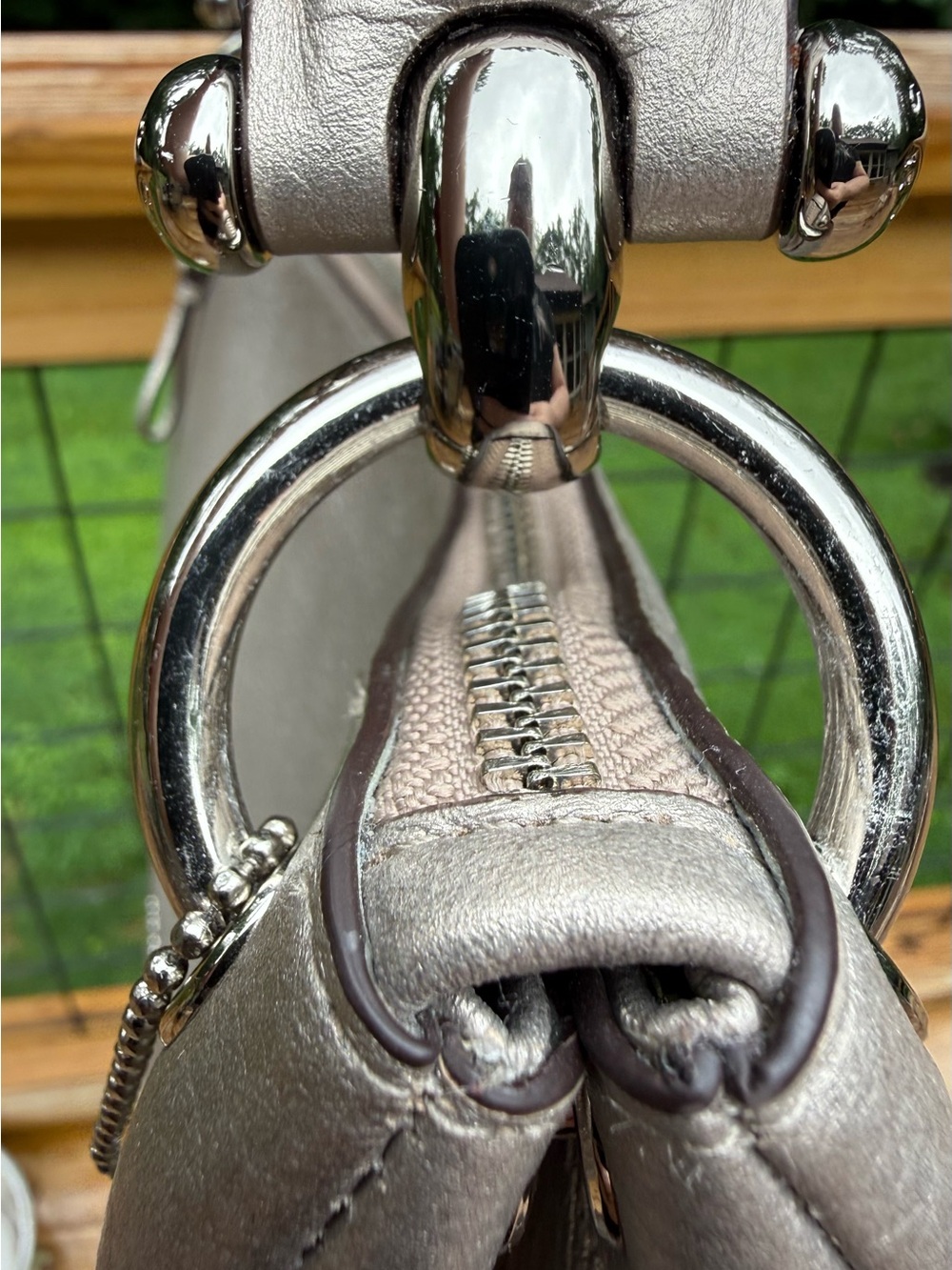 Coach Mia Metallic Silver Pebbled Leather Shoulder Bag NWT - Picture 6 of 9